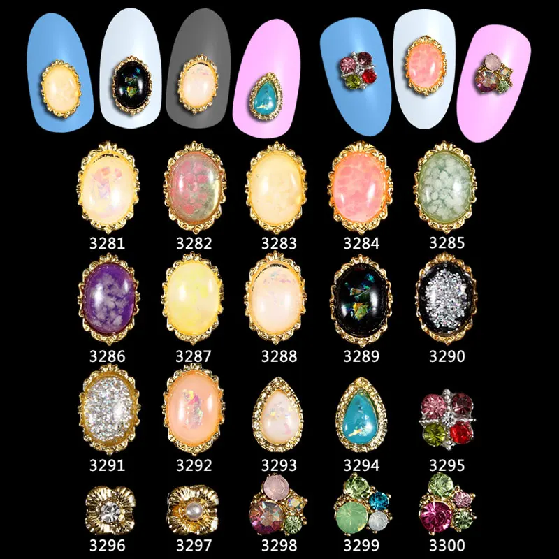 

100PCS/Lot 3D Glitter Pearl Foil Rhinestones Nail Design Art Decorations Oval Metal Alloy Accessories Jewelry ****3281-3300