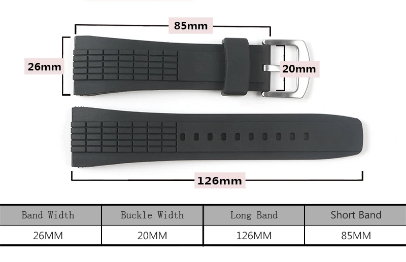 Черный 26 мм натуральный мягкий прочный резиновый ремешок с пряжкой из нержавеющей стали подходит для часов Seiko VELATURA/SRH SCPC077 CPC077+ инструмент