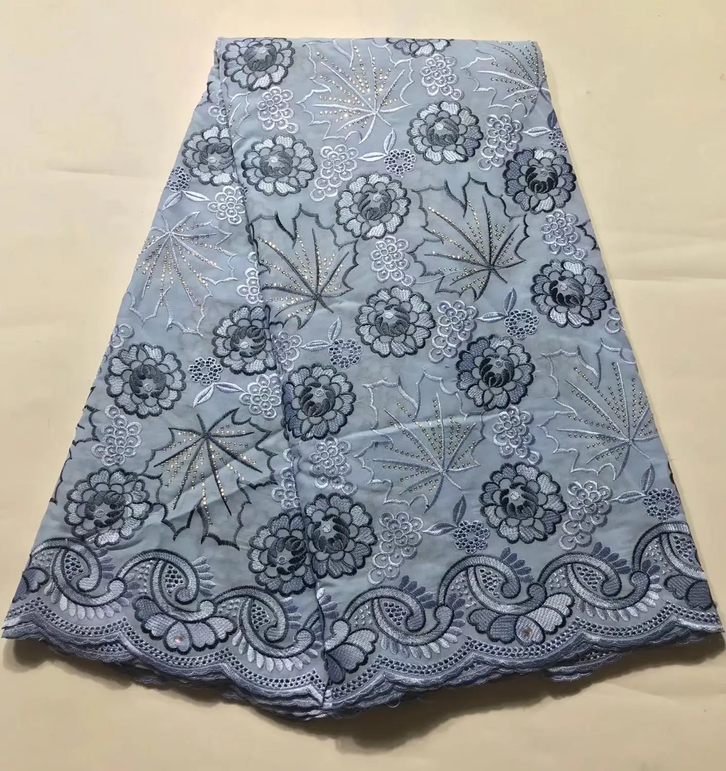 

New African lace thread embroidered net French grey lace fabric Ladie Nigeria Embroidery transparent mesh guipure lace fabric