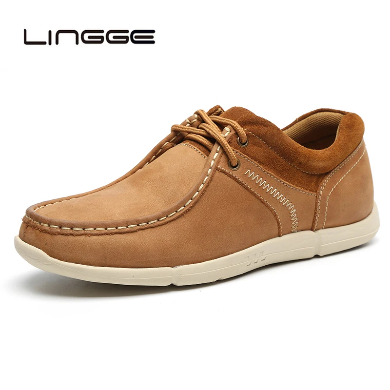 Cuir À Homme Hommes Pour Top Décontractées Mode lightbrown 2019 Léger Qualité Marque Conception Véritable De Darkbrown Appartements Chaussures Lacets Lingge ZqIwYT