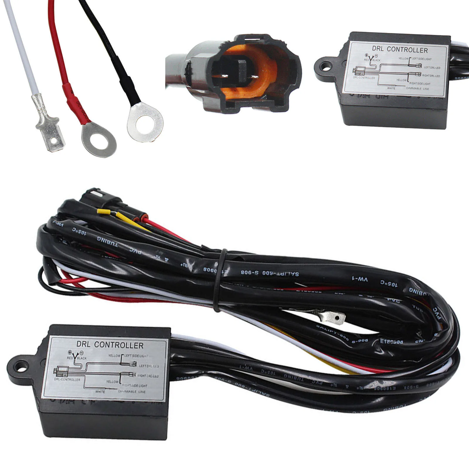 JXLCLYL 12V 3A DRL Daytime Running Light Relay Dimmer On-Off Control Switch Harness