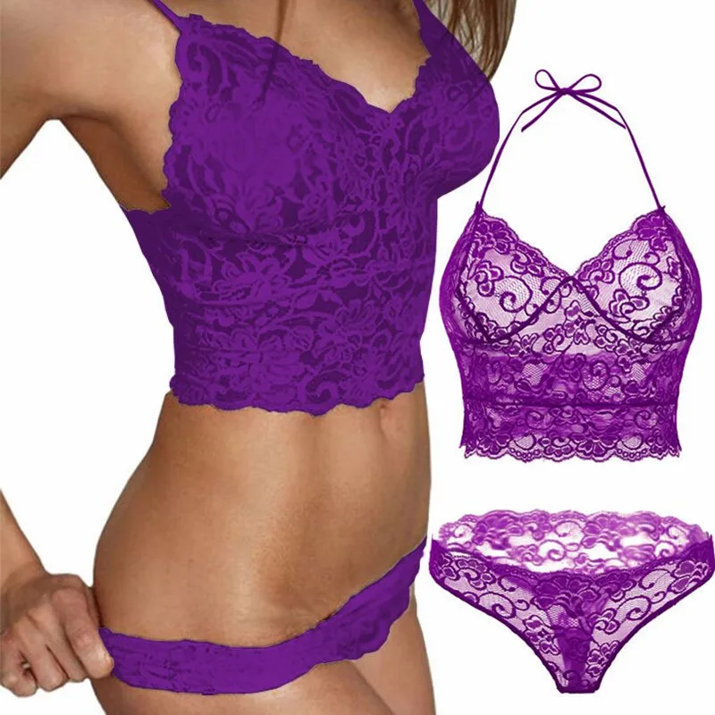 2pc/set Lace Women 2018 New Summer Purple White Sexy Lingerie Hot Plus Size Underwear Costumes Babydoll Lingeries Femme Woman 2pc/set Lace Women 2018 New Summer Purple White Sexy Lingerie Hot Plus Size Underwear Costumes Babydoll Lingeries Femme Woman