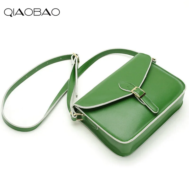 

QIAOBAO 2019 100% Genuine Cowhide Leather Bag retro bag Fashion female shoulder Messenger bag