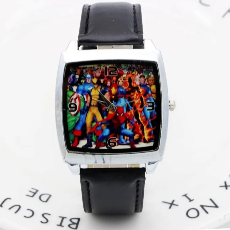 

New children avengers cartoon lovely watch Best fashion casual simple quartz Square leather watches