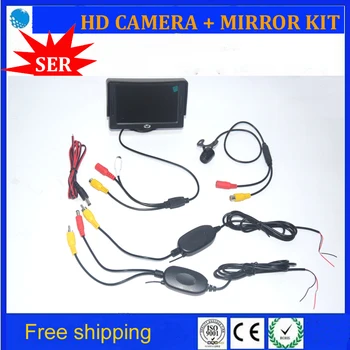 

FreeShip 4.3" Rearview Monitor with CCD Reverse Car Rear View Camera HD Video Parking Wireless Kit to Connect Monitor and Camera