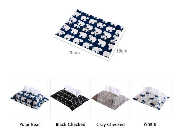 Washable Cotton Facial Tissue Storage Box Living Room Bedroom Car Handsome Velcro Pocket Soft Comfortable Simple Practical (2)