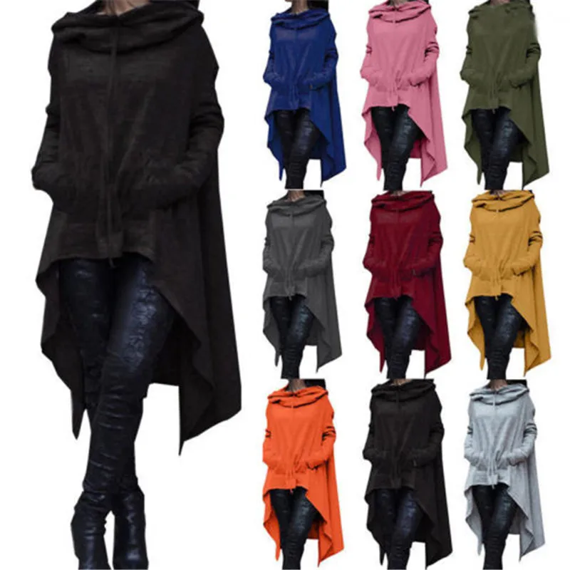 

Women Hoodies Sweatshirts Warm Solid 2018 Autumn Spring Irregular Outerwear Streetwear Female Fashion Cape Pullover Sweatshirts