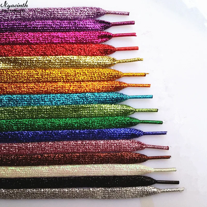 

Shiny Gold and Silver Colorful Bright Shoelaces 19 Colors 110 cm Sneaker Sport Shoes Laces Bootlaces Shoe laces Strings
