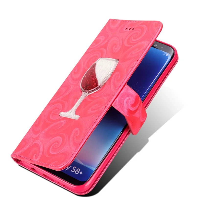 Hourglass Love Heart Quicksand Leather Wallet Case For Samsung Galaxy S8 S9 Plus S5 Mini S7 Edge Magnetic Flip 2 Card Slots Bag (57)
