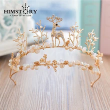 Handmade Delicate Bride Headdress Deer Pearl Bead Hair Bands Bridal Party Crown Hair Accessories Wedding Jewelry даббинг hemingway deer hair