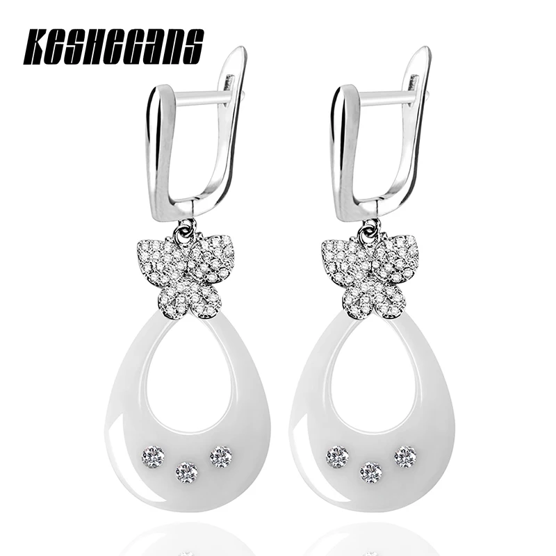 Lovely Butterfly Water Drop Earrings Black White Ceramic Dangle Earring For Women Girls Fashion Party Rhinestone Jewelry Gifts | Украшения