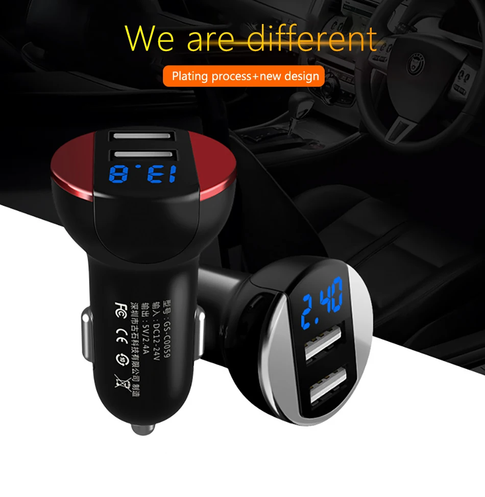 !ACCEZZ Dual Port USB Car Charger Digital Display For Iphone XS XR X 8 Plus Car Phone Charge Adapter Universal For Samsung S9 S8 (3)