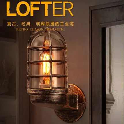 American style iron glass vintage led wall light lamp for home bedroom wall sconce free shipping ...