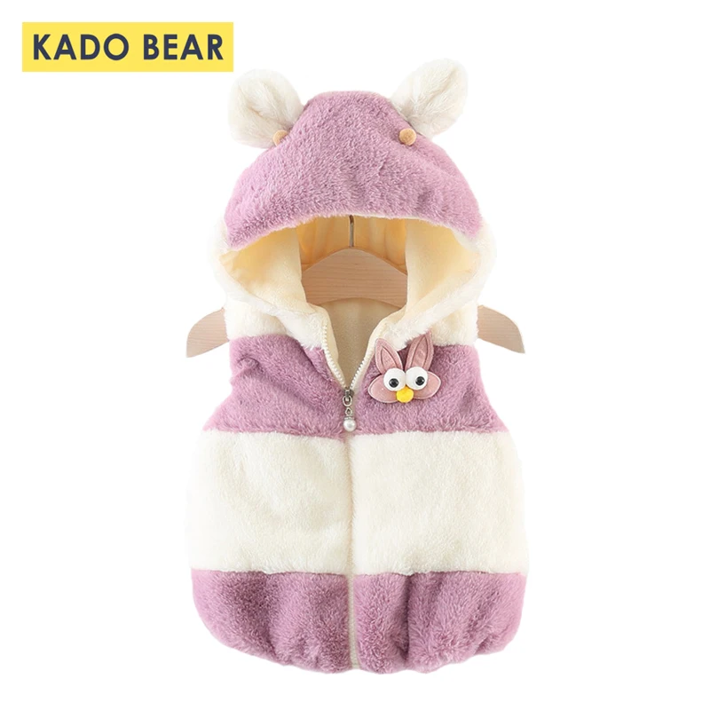 

Kids Girls Toddler Faux Fur Vest Baby Hooded Warm Winter Waistcoat Girl Cartoon Cute Outerwear Thick Soft Children Vests Clothes