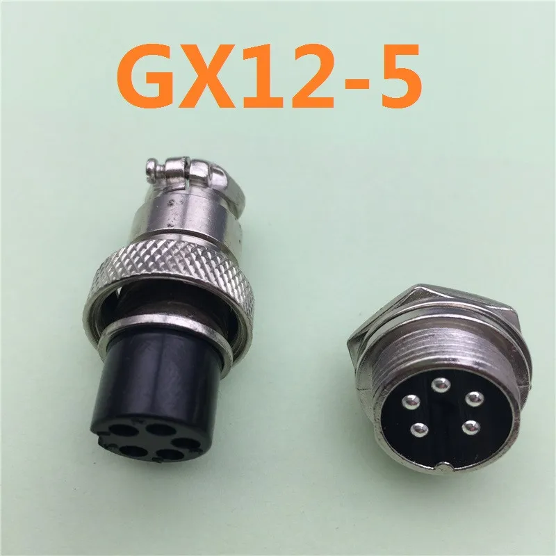2Sets GX12 5Pin 12mm Panel Mount Circular Metal Aviation Connector 