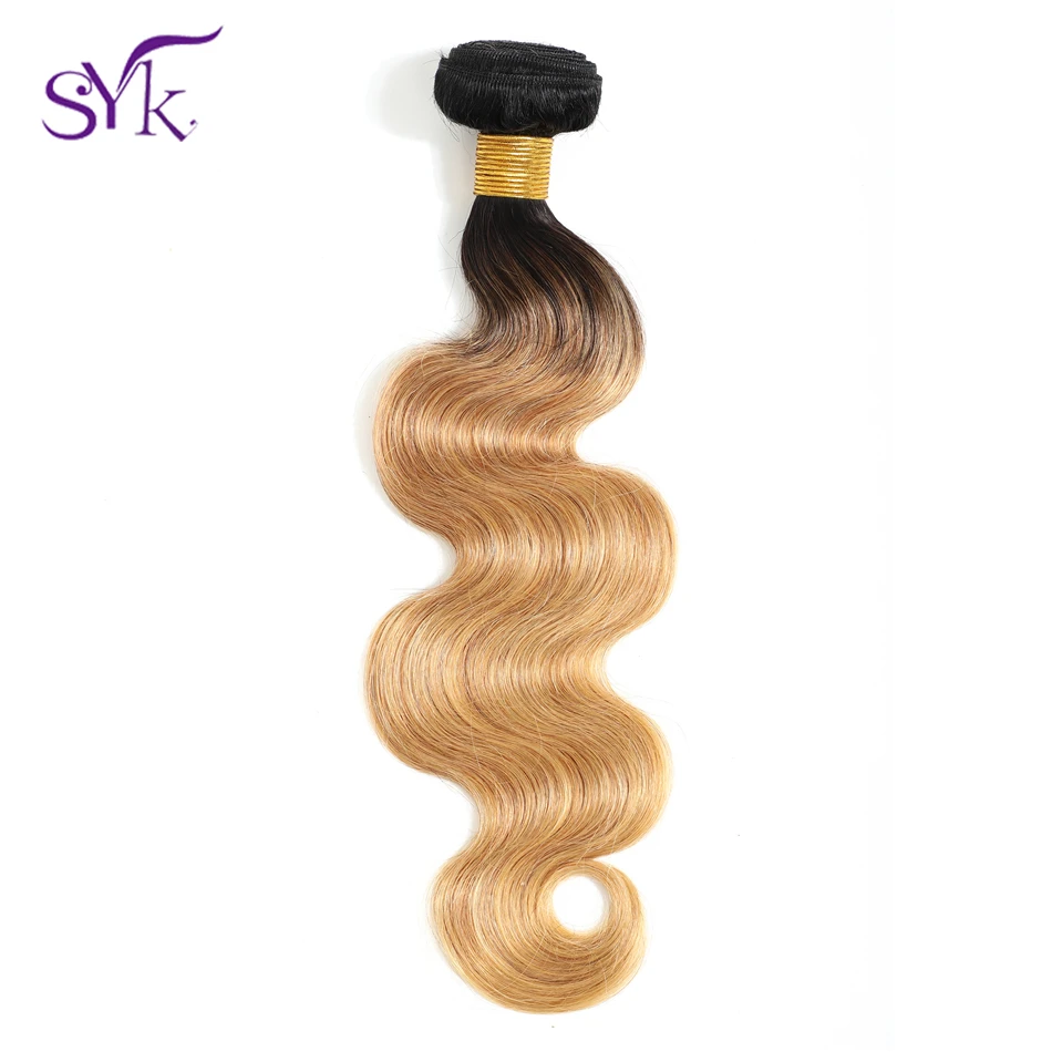SYK Hair Ombre Lace Closure Brazilian Human Hair T1B/27 Body Wave Hair 4*4 Lace Closure Pre Colored Non Remy Hair Extensions