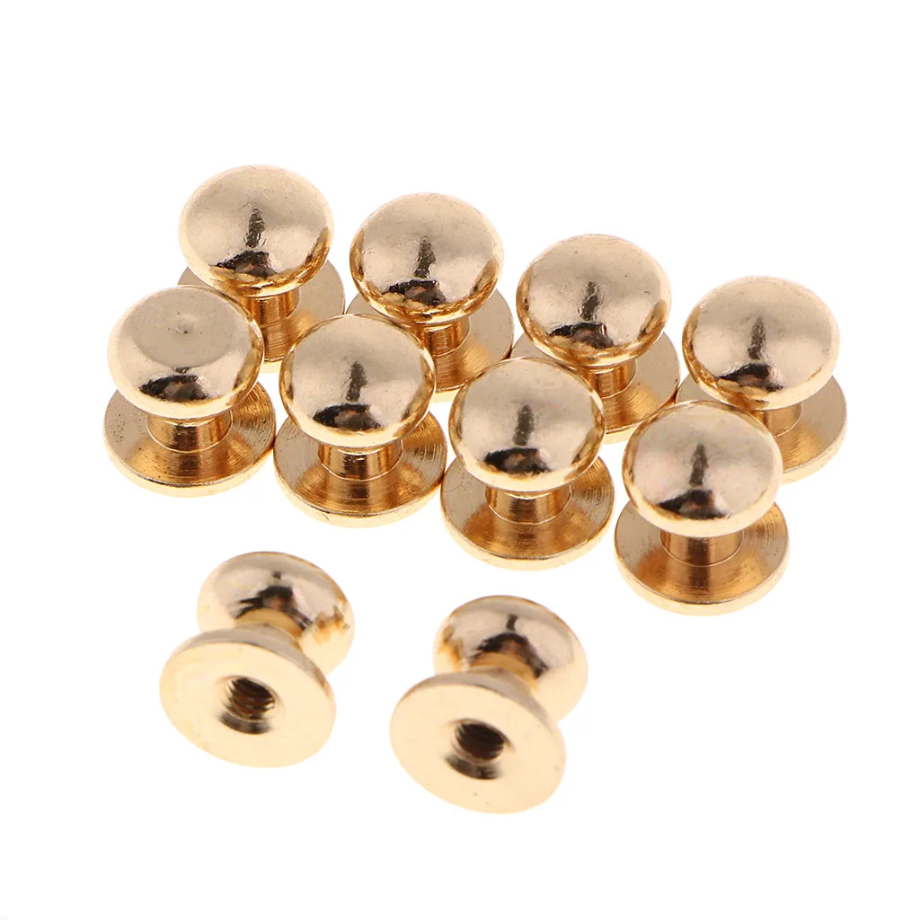 10pcs Brass Round Head Stud Screwback Leather Bag Chicago Screw Nail Rivet
