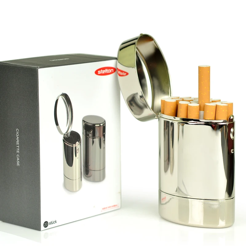 

New 1pcs portable Cigarette Case Stainless steel Cigarette Box Storage Boxes/Bins capacity 21 Cigarettes Cigar Case H151