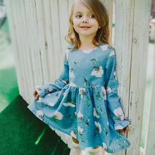 Bear leader/платье для девочек Новинка года; сезон осень-От 3 до 7 лет; Повседневный стиль; платье принцессы с цветочным принтом детское платье с длинными рукавами