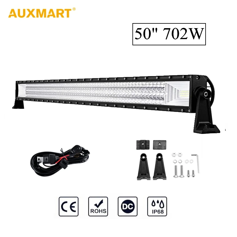 

AUXMART LED Light Bar 3 Row 50" Straight Work Light Combo Beam Led Auto Driving Lamp For Offroad Truck SUV RZR 4X4 12v 24v
