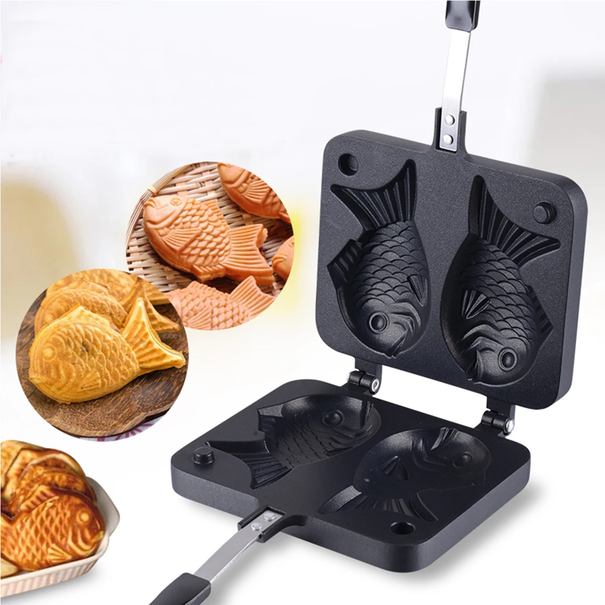 Антипригарное Taiyaki Fish Shaped Waffle Pan Plate Maker Buscuit Cake Bakeware 2 формы для дома кухонная техника DIY инструмент для приготовления пищи