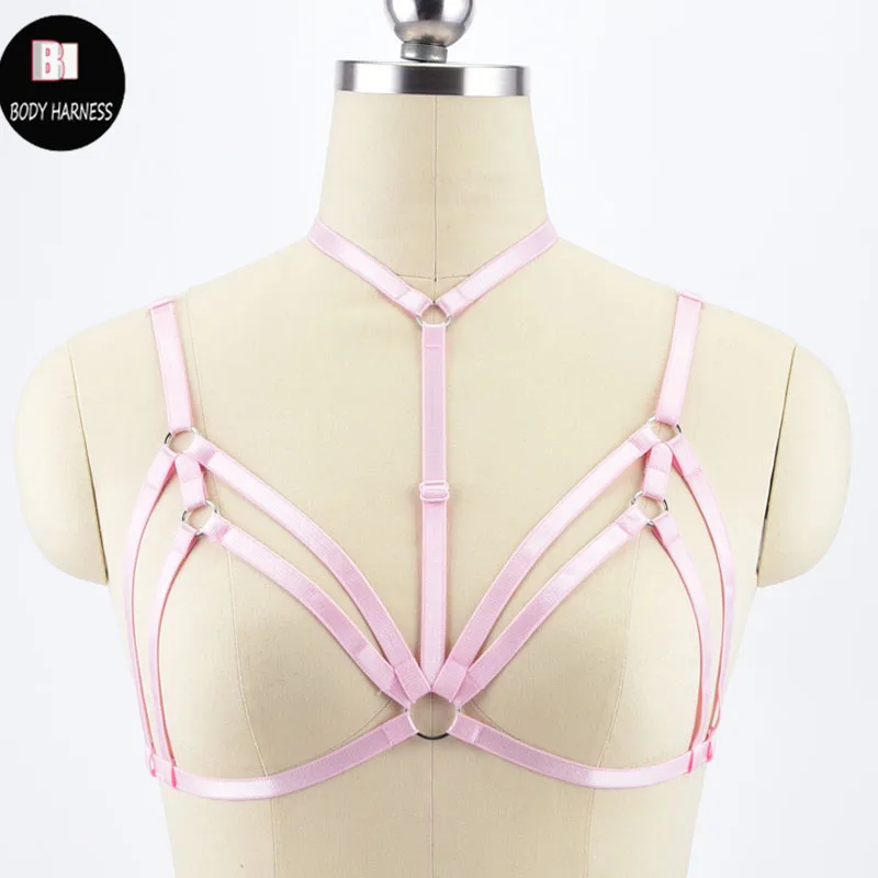 Пикантные Топы упряжь Бондаж Клетка Bralette рейв-бандаж, портупея клетка бюстгальтер пояс для чулок Фетиш для эротики Готический бюстгальтер с ремешками - Цвет: O0499