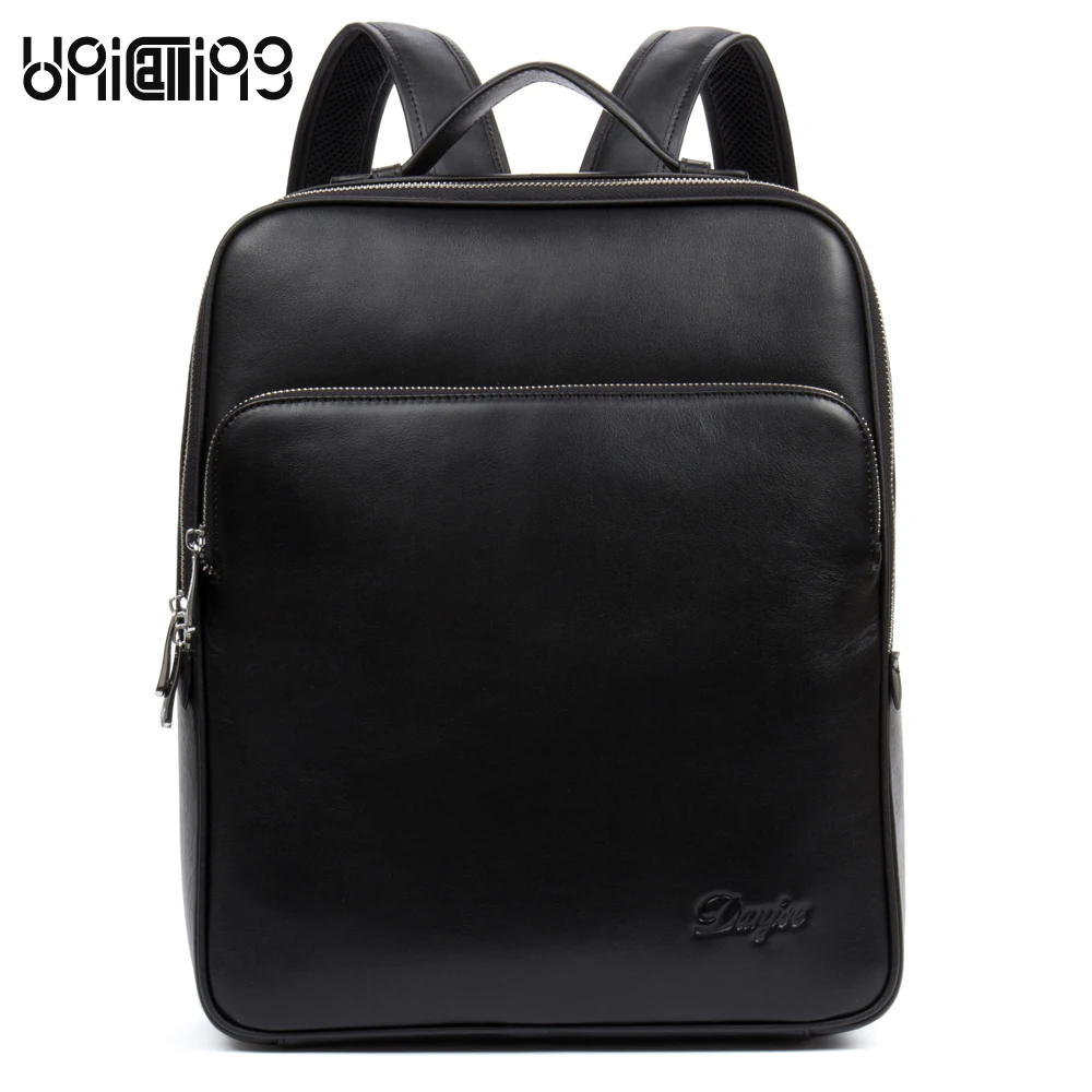 

UniCalling luxury men leather backpack fashion men trendy cow leather male backpack business laptop computer leather backpack