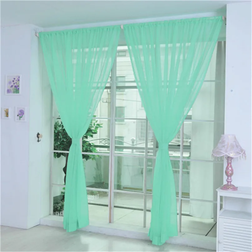 1PC Solid Curtains Vines Leaves Tulle Door Window Curtain Drape Panel Sheer Scarf Valances Home decorations #4M10 (9)