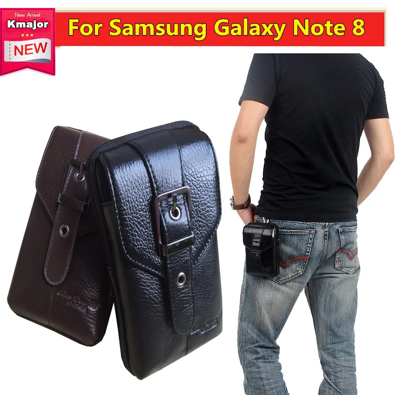 Genuine Leather Case For Samsung Galaxy Note 8 6 3inch Cell Phone Bag Hook Loop Belt