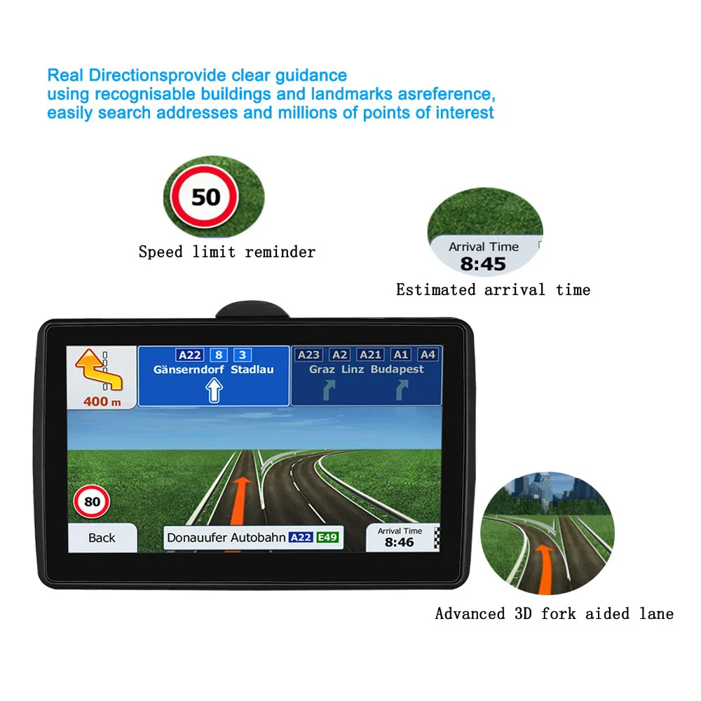 

Car 7 inch blue side navigation GPS LCD screen FM Navitel satellite navigation truck GPS Navigator car accessories Multi-country