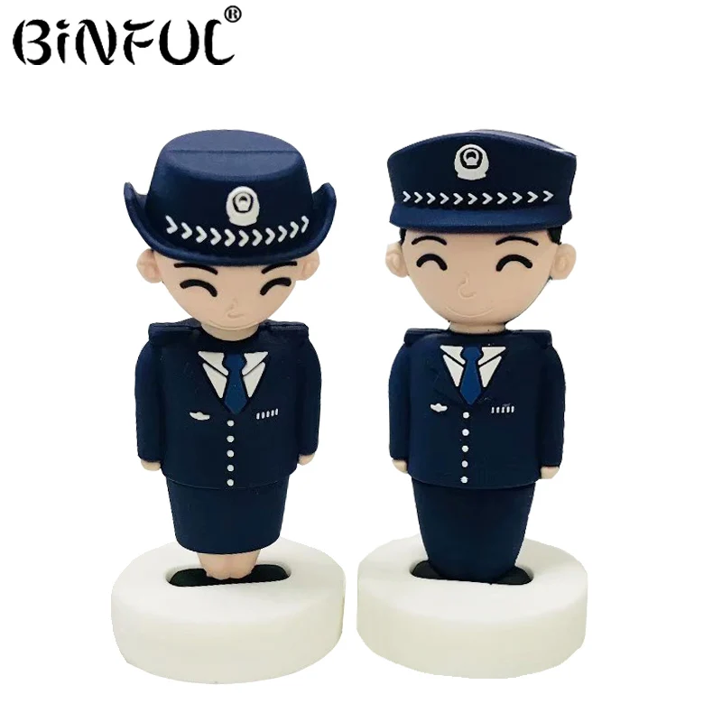 

USB flash drive cartoon police u disk 4GB 8GB 16GB pen drive flash memory stick pendrive 32gb 64GB personalizado gift usb stick