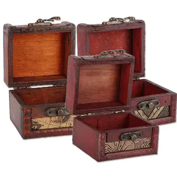 

Vintage Handcraft Wooden Jewelry Box Container Ring Earring Necklace Bracelet Storage Holder Mini Jewelry Organizer For Jeweler