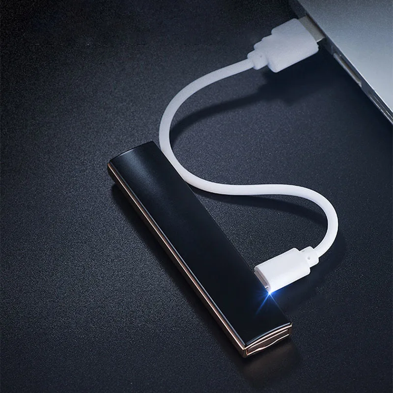 Новинка тонкая металлическая зажигалка для сигарет с usb зарядкой перезаряжаемая