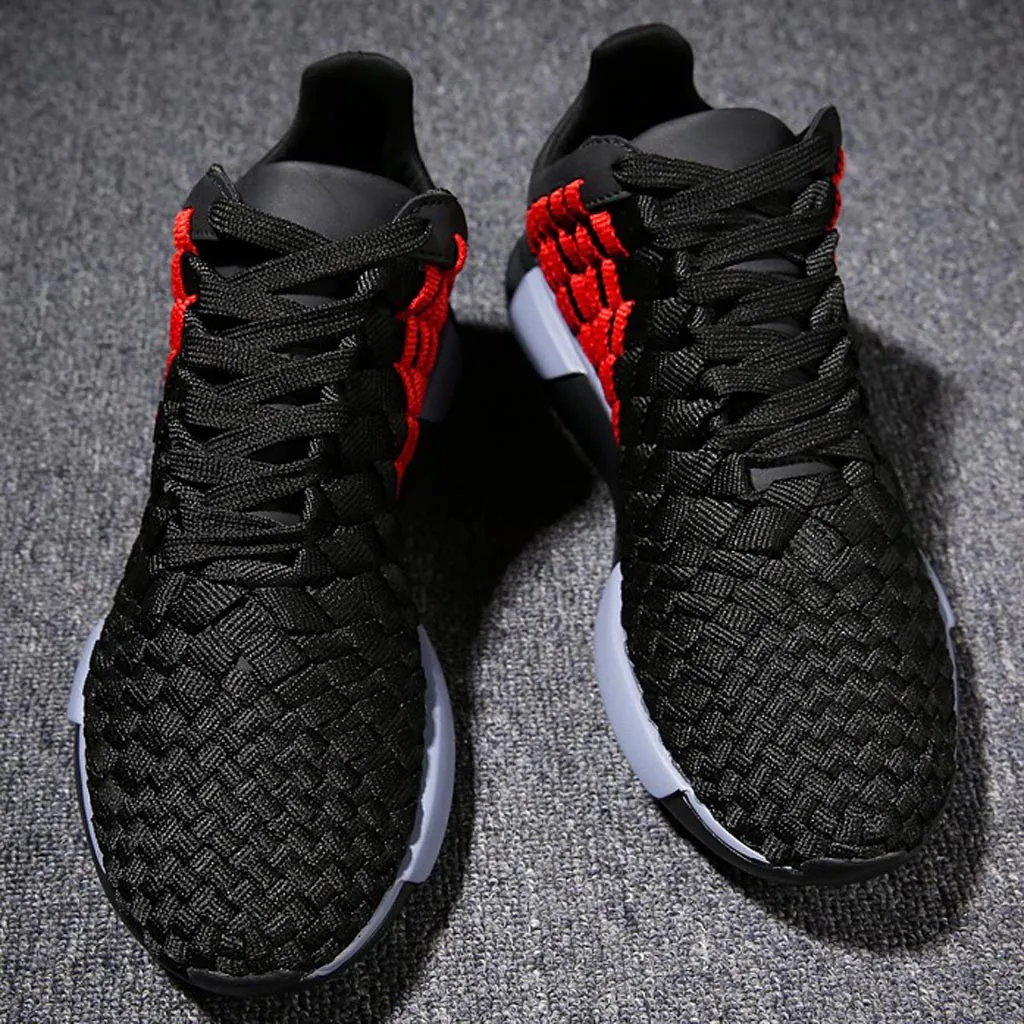 YOUYEDIAN Luxury Men Sneakers Black red Lace Up Flats Male Casual Shoes Thick-Soled Straps Breathable Sneakers Shoes#507g30