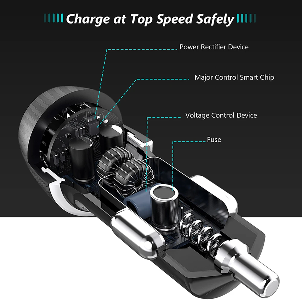 Tiegem Quick Charge 3.0 Dual USB Автомобильное Зарядное устройство 30 Вт Универсальное зарядное