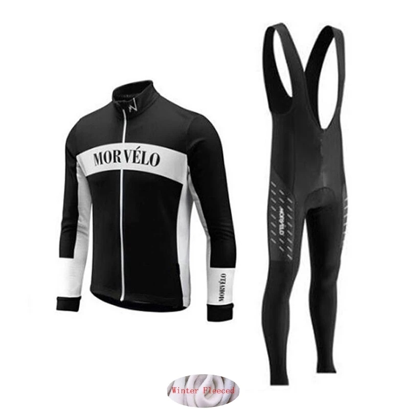 Morvelo/ зимний комплект из теплого флиса с длинными рукавами, теплая одежда, Майо, ciclismo, велосипедная зимняя одежда для велоспорта Ropa de invierno - Цвет: SET  I