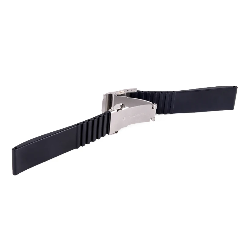 Shellhard 3Styles Sports Watch Band Waterproof Plastic Watch Band 20mm 22mm 24mm Black Watch Strap Deployment Buckle Bracelet