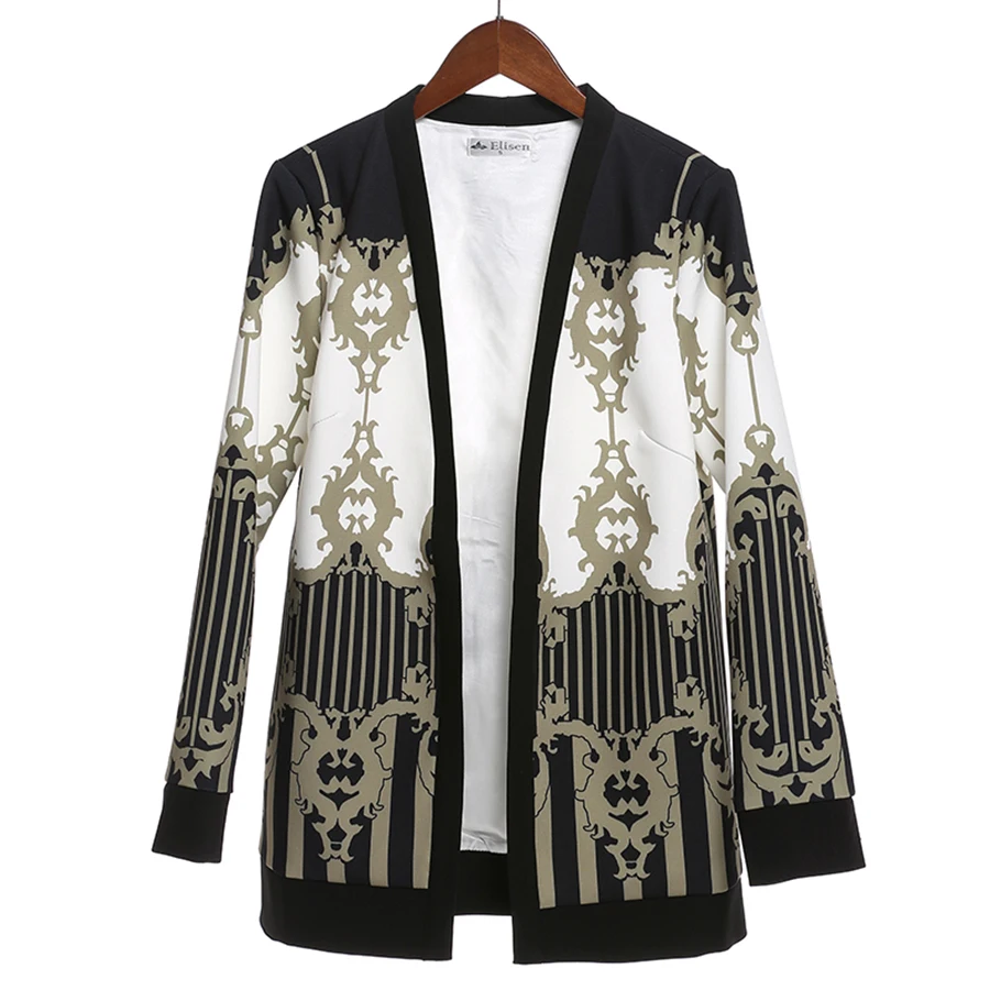 Greatest  Vintage Gothic Jackets Women 2018 Autumn Winter New Slim Full Sleeve Abstract Flower Barroco Print 