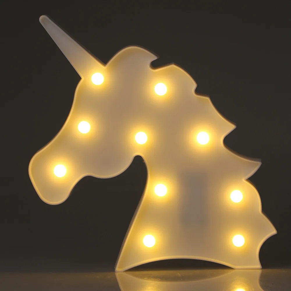 

3DNight Lights Fashion Unicorn Shape Lights Wall Room Party Lamp Decor for Wedding / Birthday Celebration not included batteries