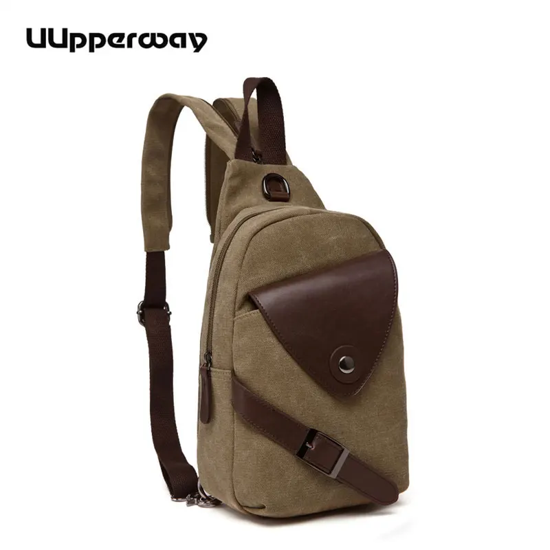 

Fashion Male Backpack Canvas Leather Belt Backpack for Teenagers Boys School Bag One Shoulder Crossbody Chest Back Pack Mochila