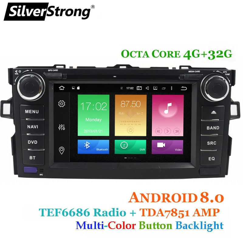 

SilverStrong 4G RAM Android9.0 OctaCore Car DVD Player For Toyota Auris Hatchback Car 2din raido gps Navigation tape recorder