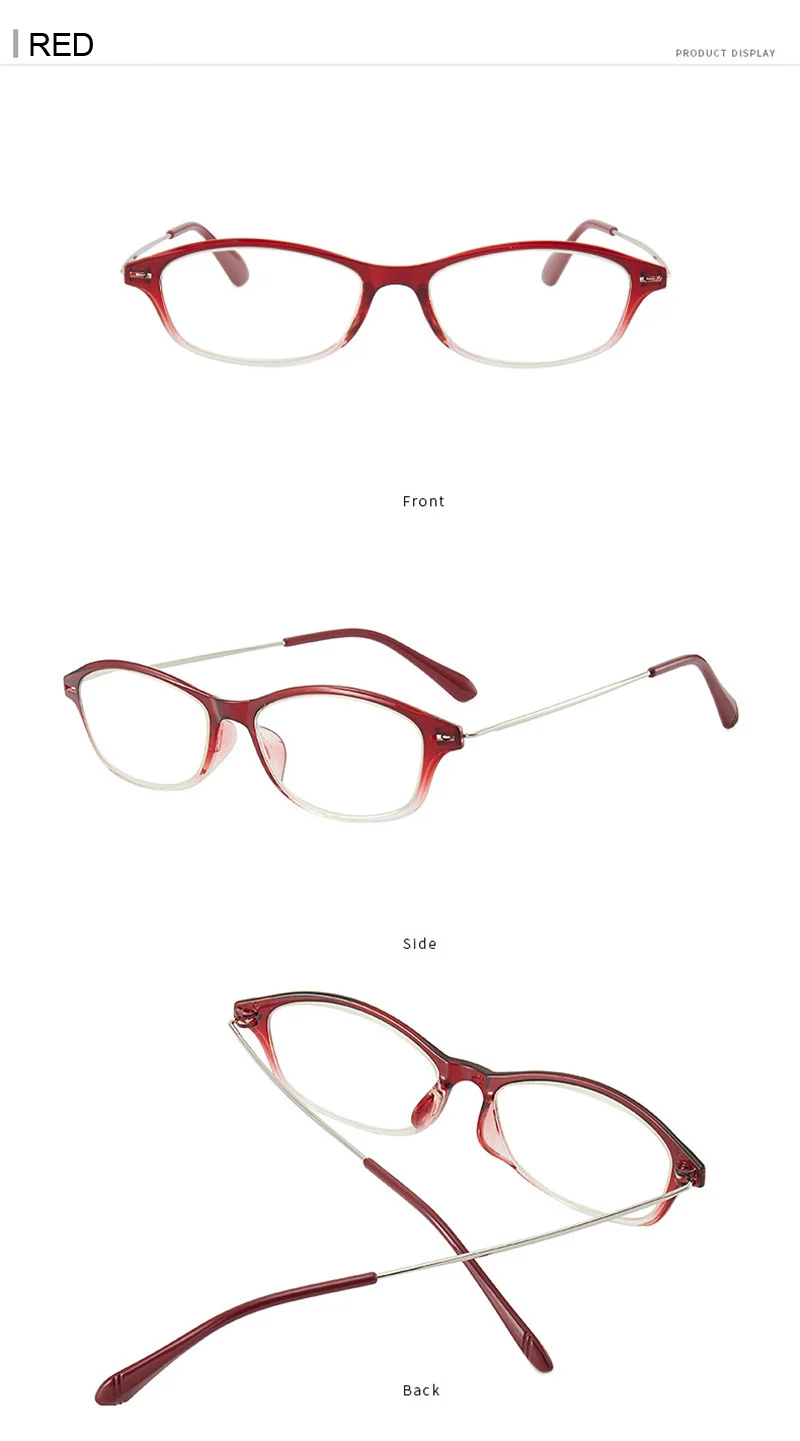 Очки для чтения женские сверхлегкие анти синий луч света женские красные пресбиопические очки из термопластика женские высококачественные диоптрий 1 1,5 2 2,5