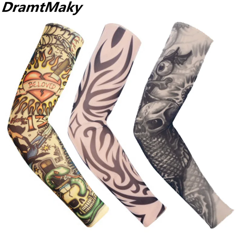 

Outdoor Cycling fake Tattoo sleeve tattoo Printed Armwarmer UV Protection gauntlet Sleeves sun Protection manga tattoo Sleeves