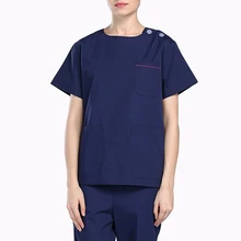 Женский летний костюм медика с короткими рукавами и открытым плечом и круглым вырезом, больничная Хирургическая Одежда