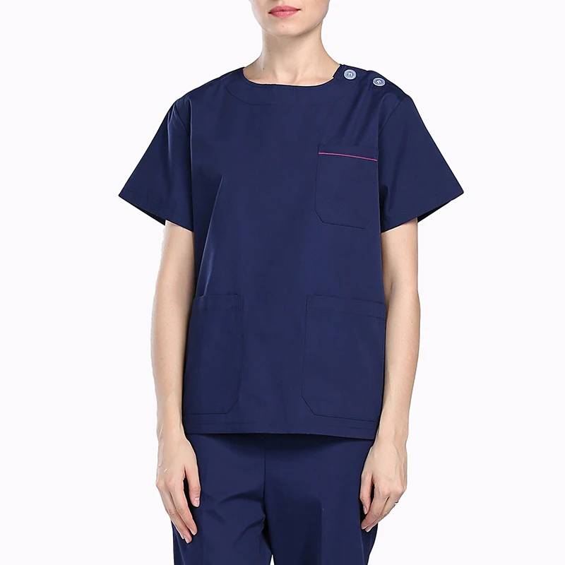

Women's Summer Short Sleeve Open Shoulder Round Neck Medical Scrub Clothes Hospital Surgical Sets UniformsTwo-piece set