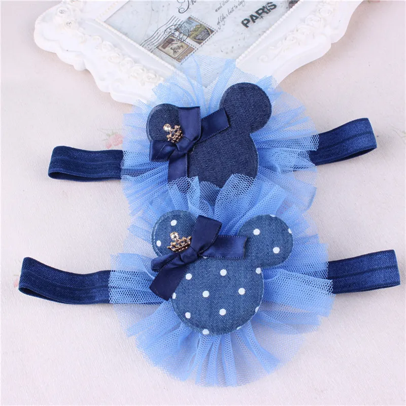 1 PC Cute Cartoon Headband BB Mickey Rabbit Headwear Kids Flower Denim Hair Accessories Hair Bands