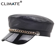 Климат для женщин панк темно-синяя кепка Мода PU армейская Военная Кепка s фанки железная цепь матросские кепки шляпа для женщин крутая шляпа в морском стиле Кепка s для женщин