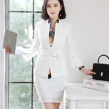 Стиль модный Серый Блейзер женские деловые костюмы платье и куртка наборы Дамская офисная форма дизайн