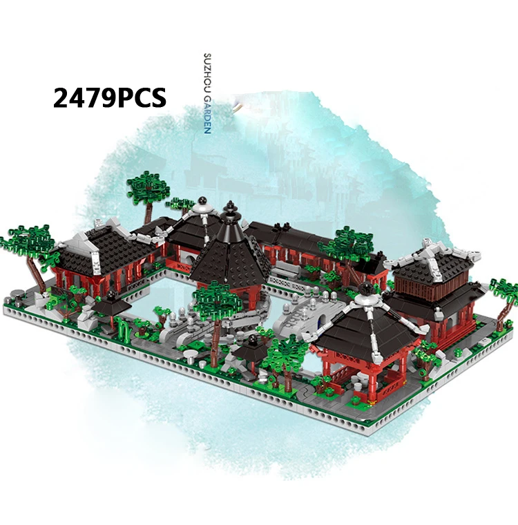 

Creator Classical house Architecture Suzhou garden design in China 6in1 building block Pavilion bridge bricks toys for gifts