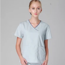 Мужской женский костюм медика наборы больничный доктор униформа медсестры стоматологическая клиника V шеи короткий рукав костюм медика s Nanou 13